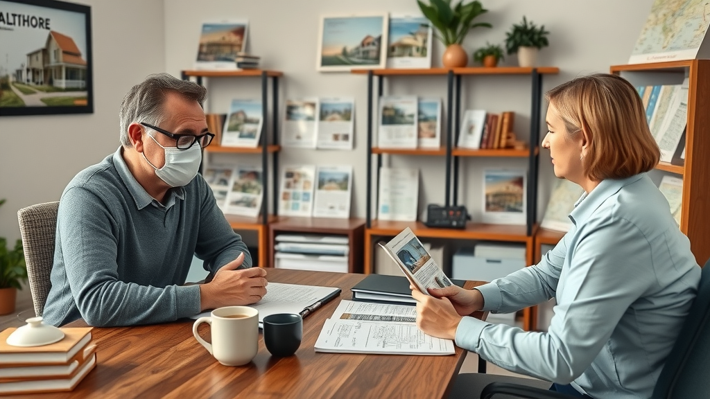 Best realtor in Baltimore advising clients about home buying at cozy office